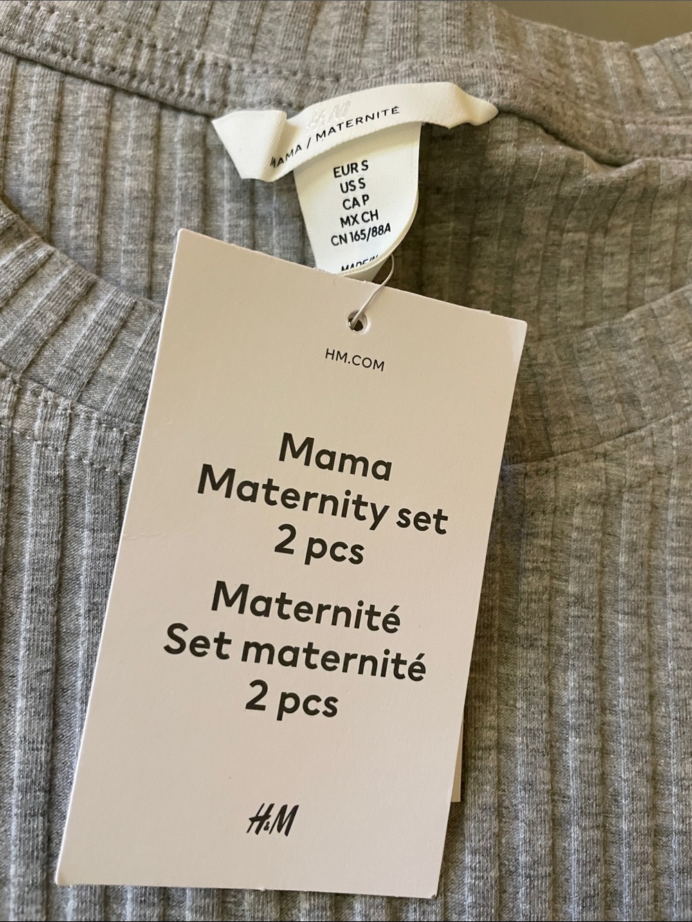 NWT Maternity Ribbed Two-Piece Set - Light Gray - Picture 2 of 6